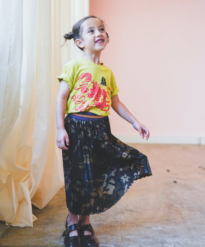 Camouflage Print Pleats Skirt