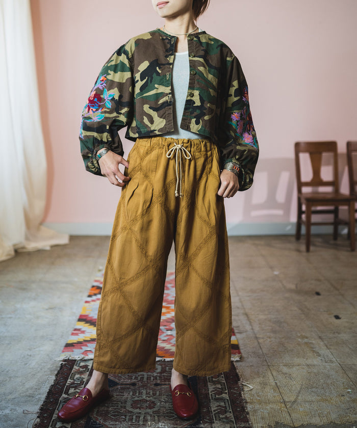 Camouflage Print Puff Sleeves Jacket