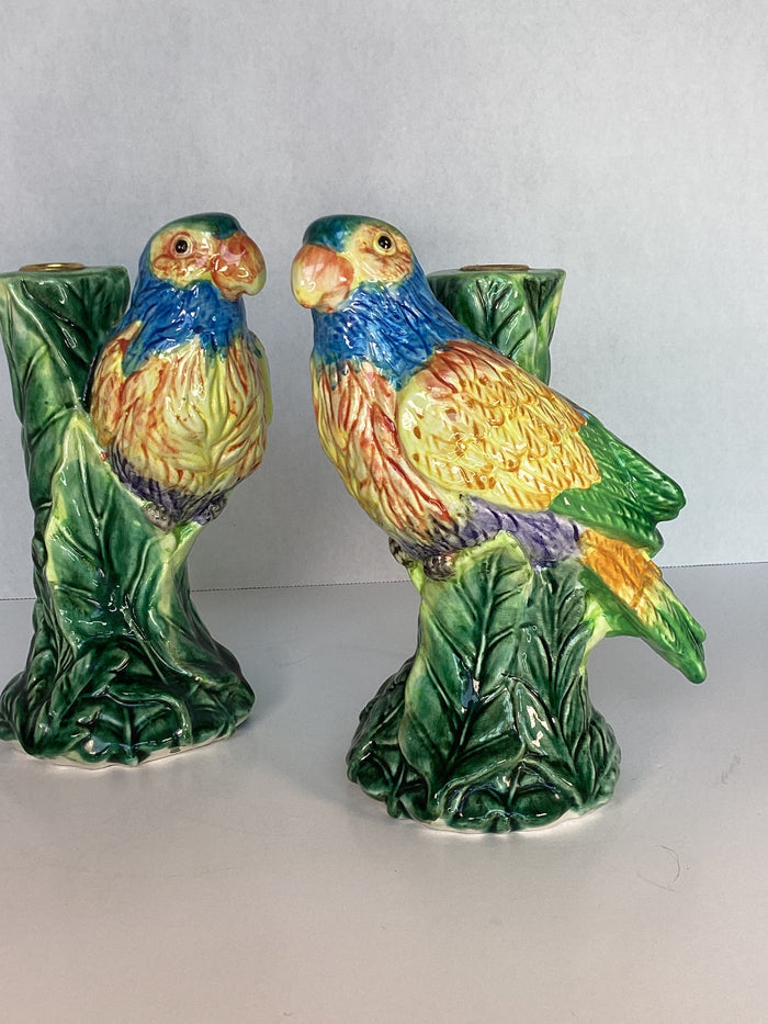 Ceramic Parrot Candle Holders