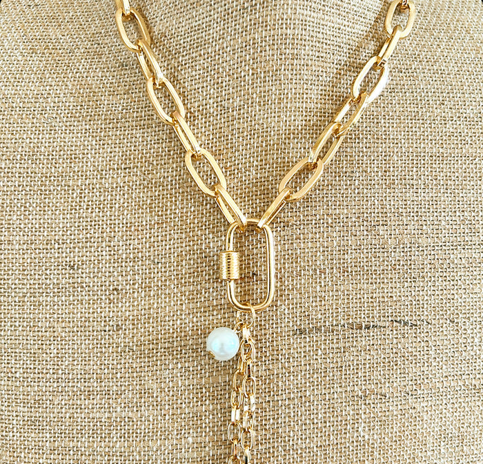 Chic gold link designer style necklace