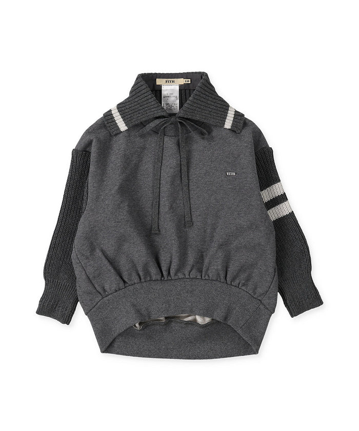 Combination Knit Detachable Collar Sweatshirt