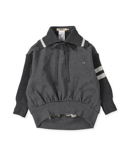 Combination Knit Detachable Collar Sweatshirt