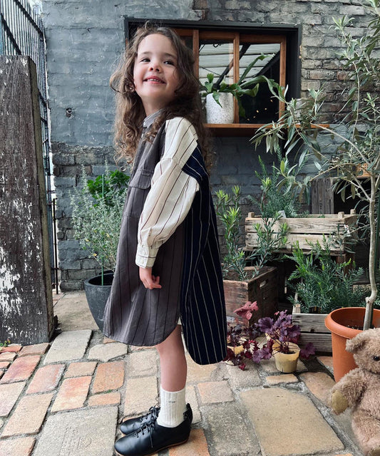 Cotton Linen Weather Striped Shirt Dress
