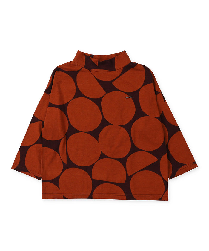 Dot Print Mockneck Long Sleeve Tee
