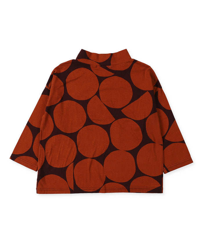 Dot Print Mockneck Long Sleeve Tee