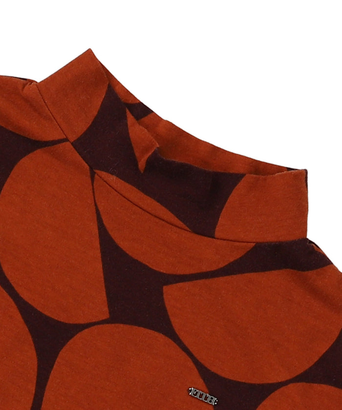 Dot Print Mockneck Long Sleeve Tee