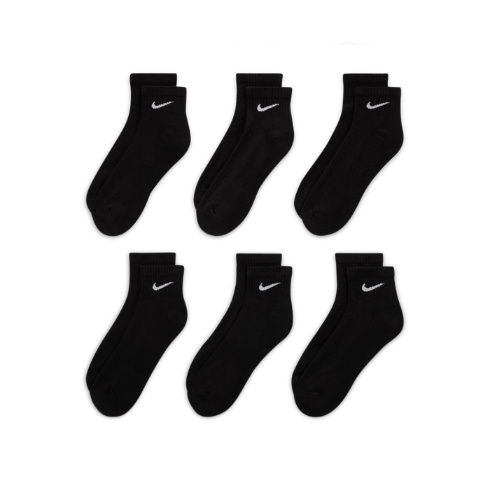 Everyday Cushioned Training Ankle Socks - 6 Pack 'Black'
