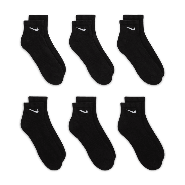 Everyday Cushioned Training Ankle Socks - 6 Pack 'Black'