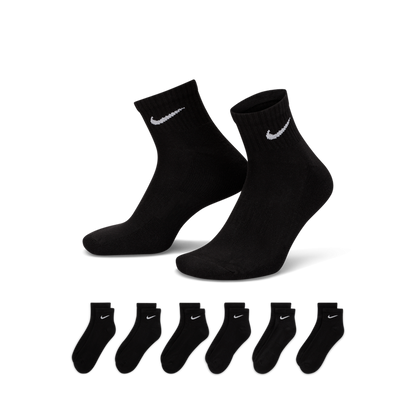 Everyday Cushioned Training Ankle Socks - 6 Pack 'Black'