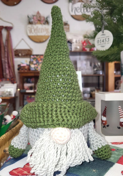 Green Crocheted Gnome 7"x12" - Potpourri Gift Shop