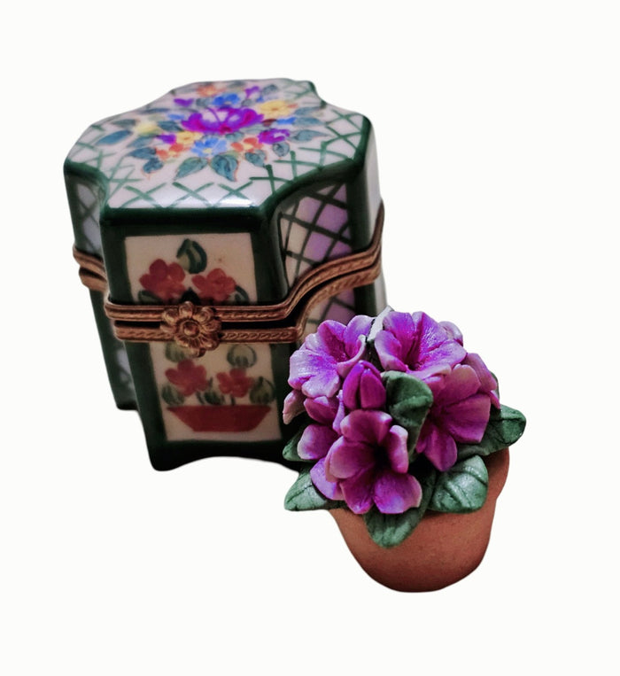 Hexagon Floral Elegance Box Porcelain Limoges Garden flowers French Trinket Box