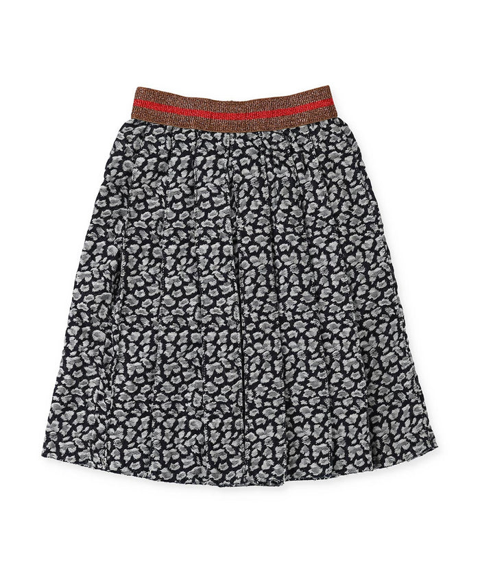 Indigo Leopard Pleats Skirt