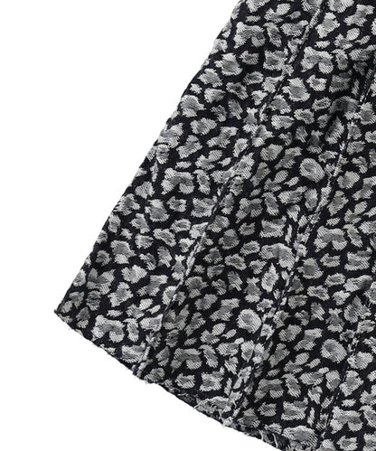 Indigo Leopard Pleats Skirt