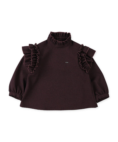 Mottled Serge Stretch Ruffled Blouse