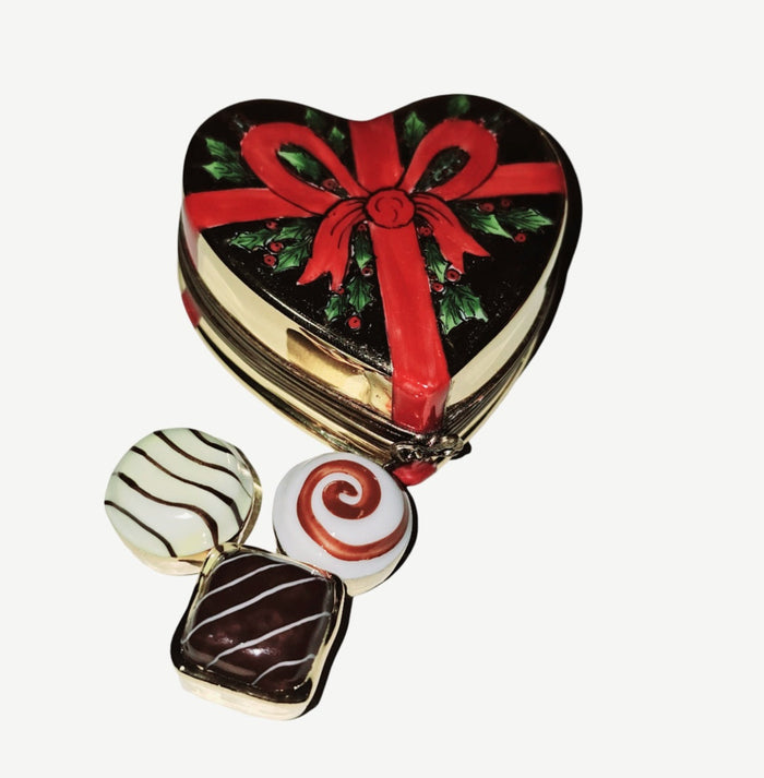 Heart Shaped Chocolate Gift Box Porcelain Limoges Heart anniversary love French Trinket Box