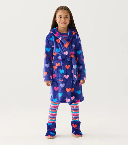 Navy Fleece Hearts Slippers