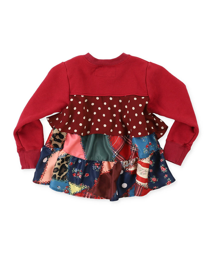 Patchwork Quilted Print Frill Back Sweatshirt