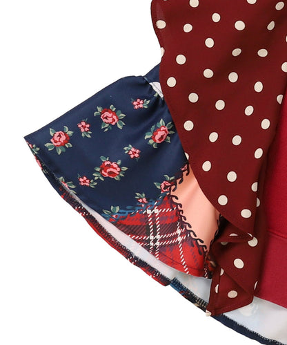 Patchwork Quilted Print Frill Back Sweatshirt