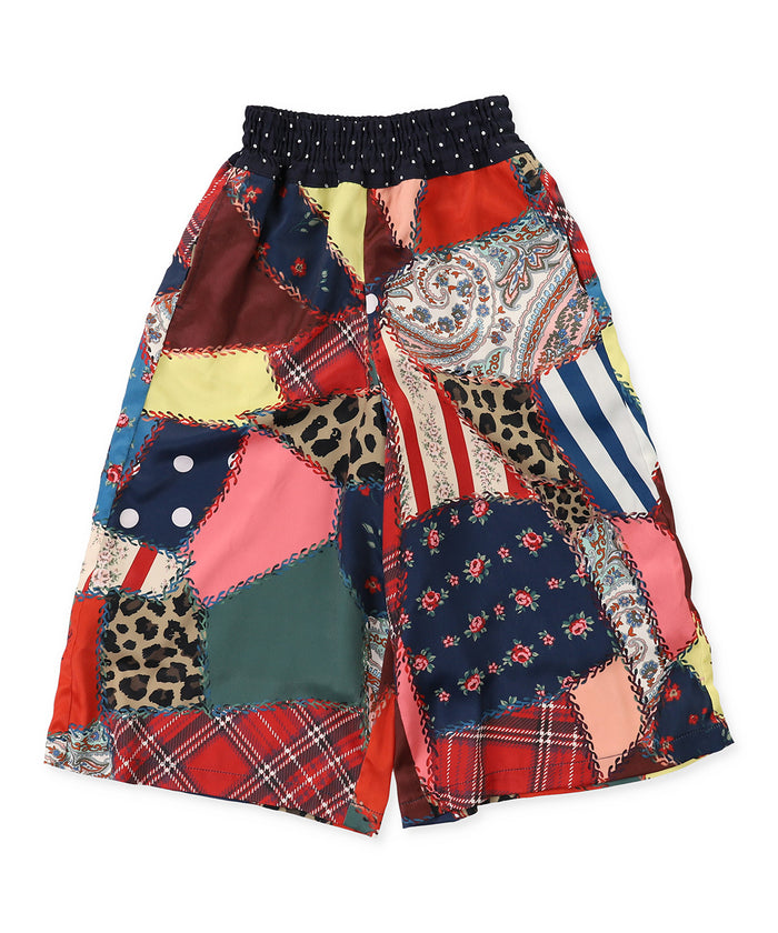 Patchwork Quilted Print Wide Pants