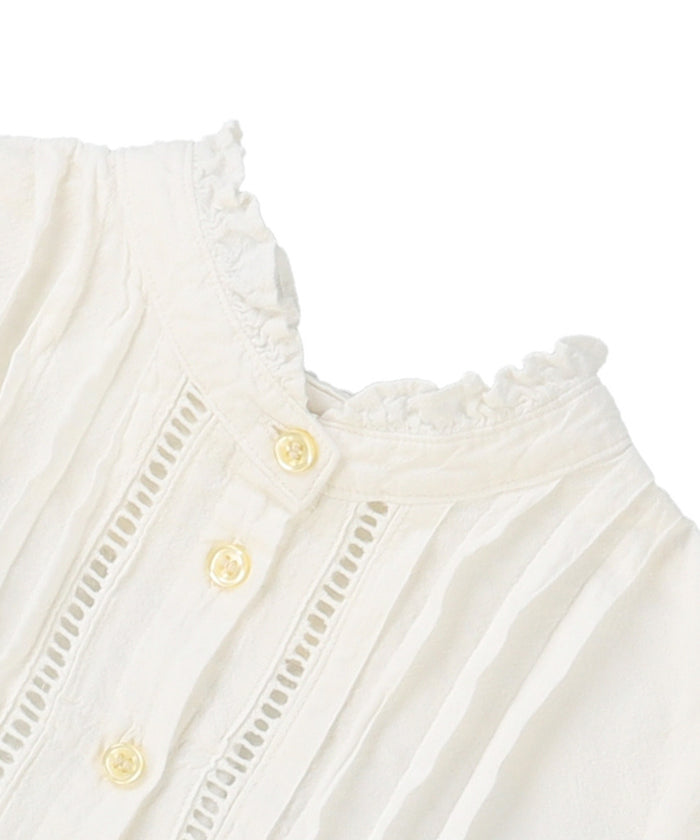 Pin Tuck Lace Frill Blouse