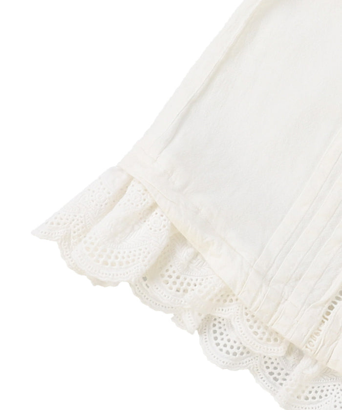 Pin Tuck Lace Frill Blouse