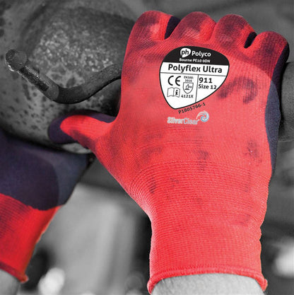 Polyco Polyflex Ultra Grip Gloves 911 with Foamed PU Nitrile Coating - 15g