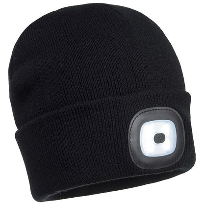 Portwest B029 Beanie Hat USB Rechargeable LED Head Light