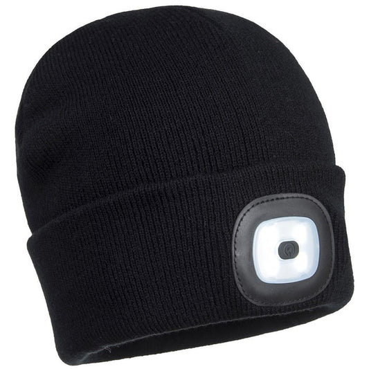 Portwest B029 Beanie Hat USB Rechargeable LED Head Light
