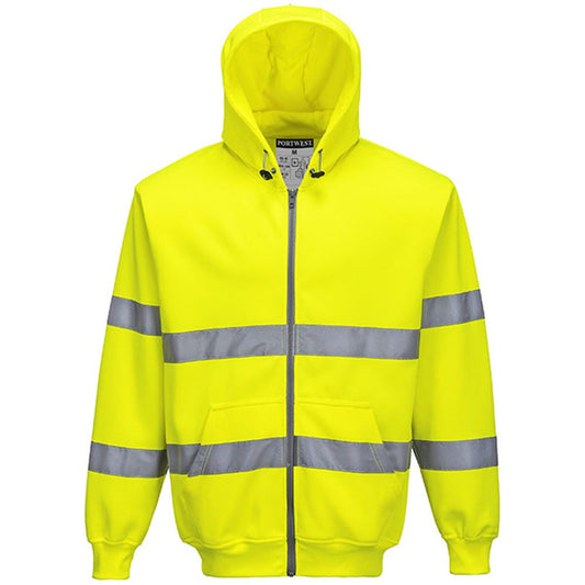 Portwest B305 Yellow Hi Vis Zipped Hoodie
