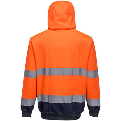 Portwest B317 Orange/Navy Two Tone Hi Vis Zipped Hoodie