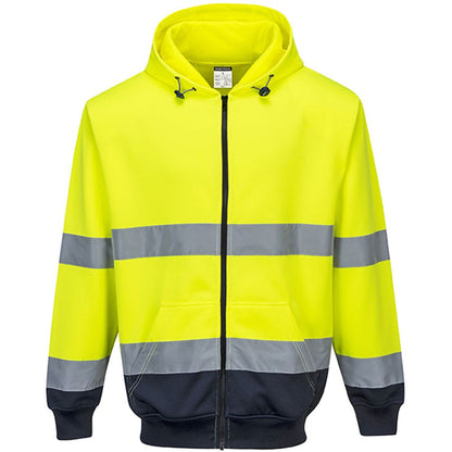Portwest B317 Yellow/Navy Two Tone Hi Vis Zipped Hoodie