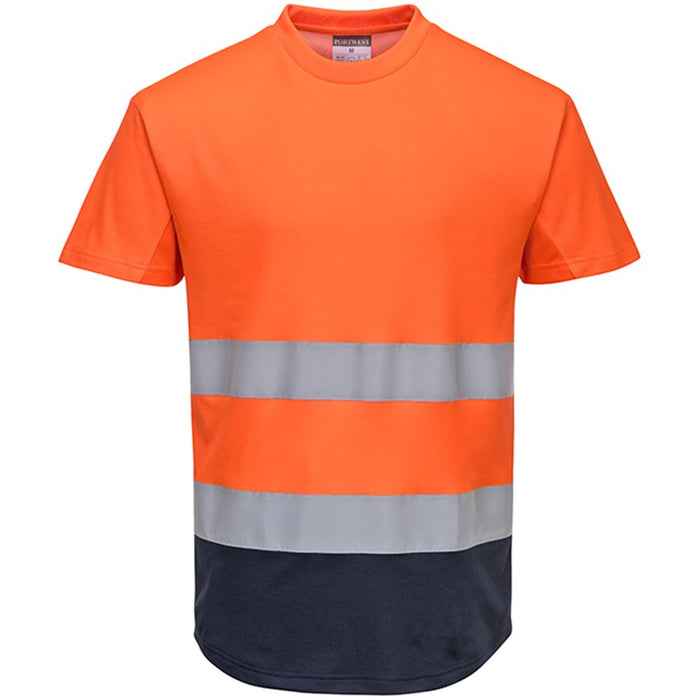 Portwest C395 Orange/Navy Two Tone MeshAir Cool Hi Vis T Shirt