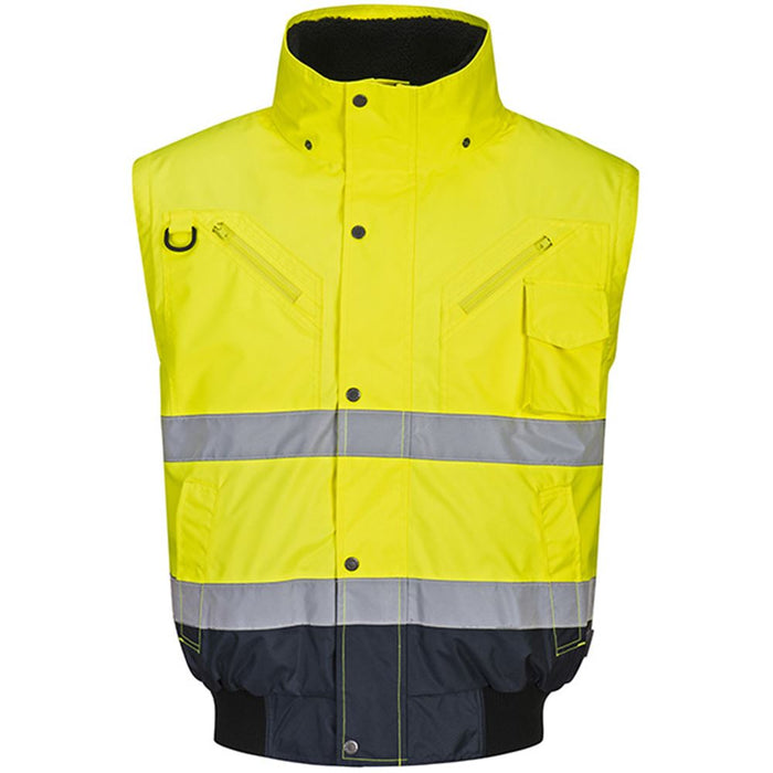 Portwest C465 Yellow/Navy Fur Lined Waterproof 3 in 1 Hi Vis Bomber Jacket