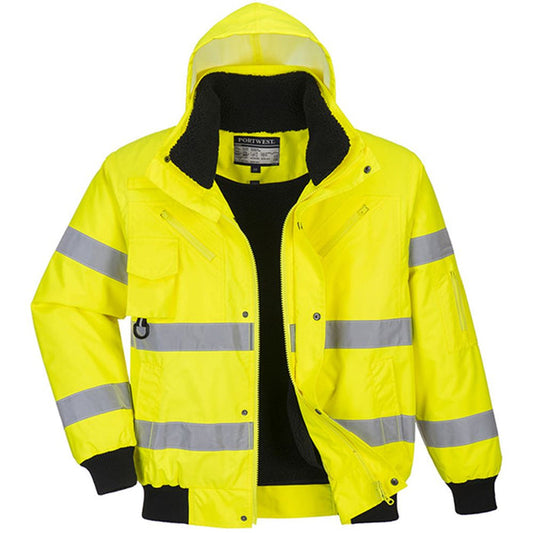 Portwest C467 Yellow Padded Waterproof 3-in-1 Hi Vis Bomber Jacket