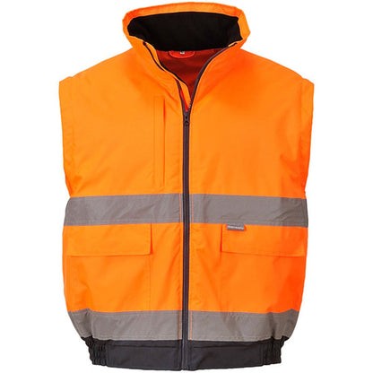 Portwest C468 Orange/Navy Padded Waterproof 2-in-1 Hi Vis Bomber Jacket