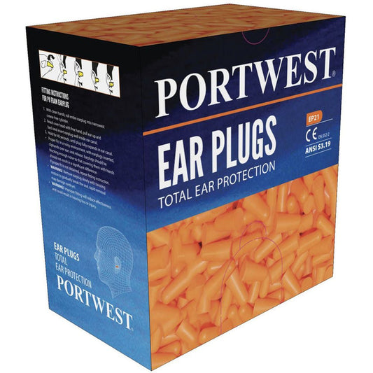Portwest EP21 PU Foam Ear Plug Dispenser Refill (500 Pairs) - SNR 37