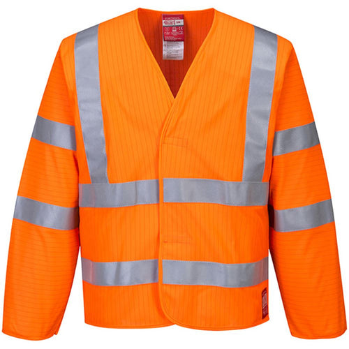 Portwest FR85 Orange Bizflame Work Flame Resistant Anti Static Long Sleeve Hi Vis Vest