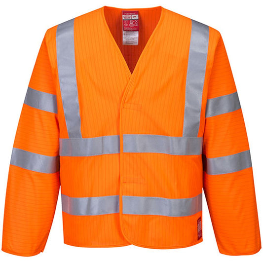 Portwest FR85 Orange Bizflame Work Flame Resistant Anti Static Long Sleeve Hi Vis Vest