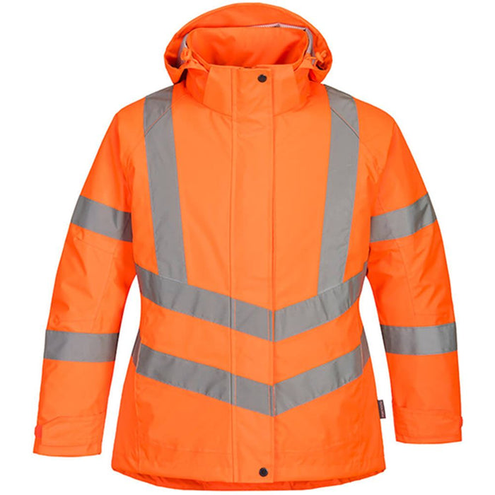 Portwest LW74 Orange Padded Waterproof Womens Hi Vis Jacket