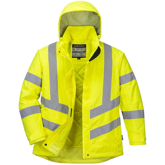 Portwest LW74 Yellow Padded Waterproof Womens Hi Vis Jacket