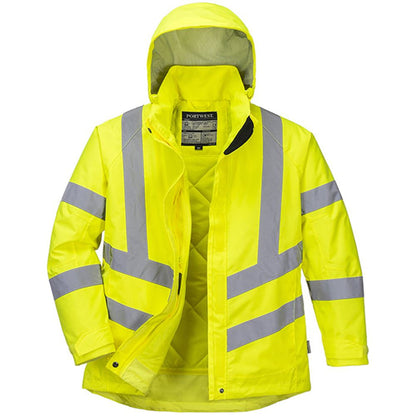 Portwest LW74 Yellow Padded Waterproof Womens Hi Vis Jacket