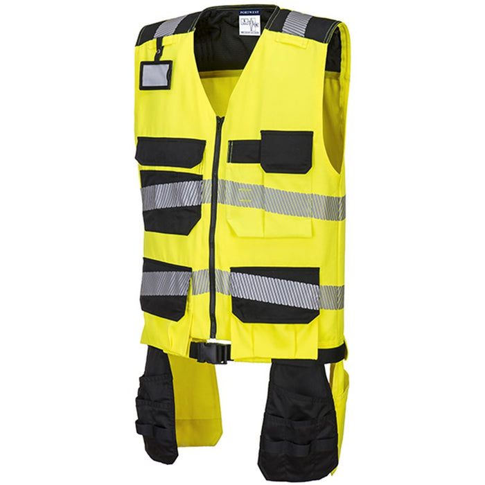 Portwest PW308 PW3 Yellow/Black Polycotton Hi Vis Class 1 Tool Vest