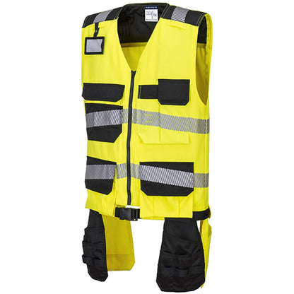 Portwest PW308 PW3 Yellow/Black Polycotton Hi Vis Class 1 Tool Vest