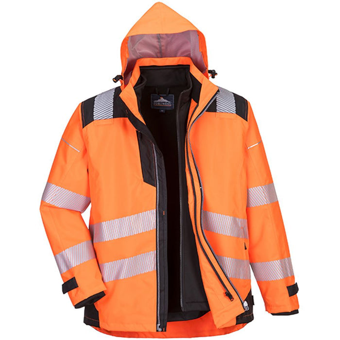 Portwest PW365 PW3 Orange/Black Waterproof Hi Vis 3-in-1 Jacket