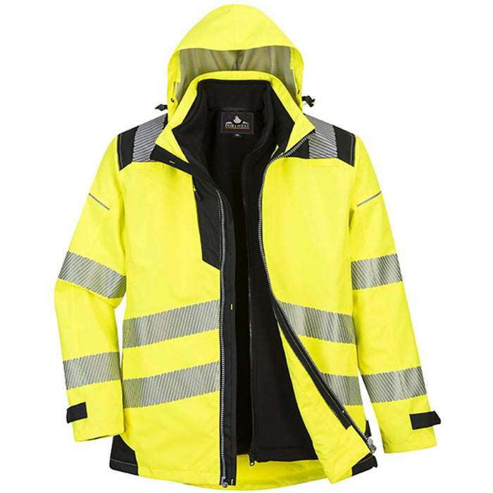 Portwest PW365 PW3 Yellow/Black Waterproof Hi Vis 3-in-1 Jacket