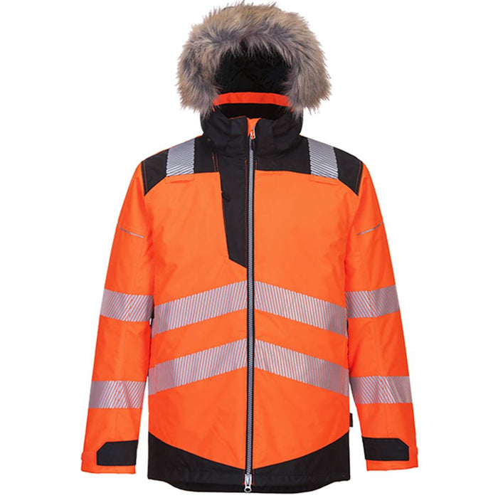 Portwest PW369 PW3 Orange/Black Padded Waterproof Hi Vis Winter Parka Jacket