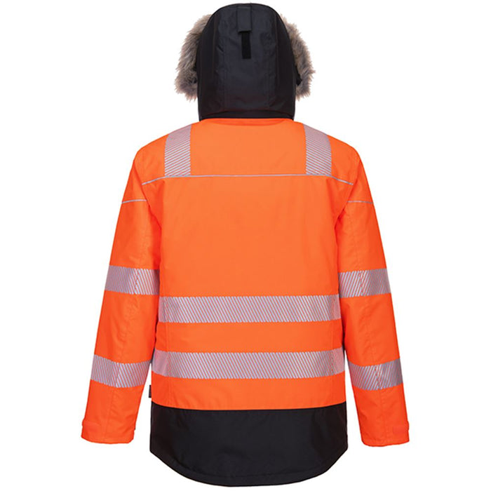 Portwest PW369 PW3 Orange/Black Padded Waterproof Hi Vis Winter Parka Jacket