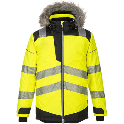 Portwest PW369 PW3 Yellow/Black Padded Waterproof Hi Vis Winter Parka Jacket