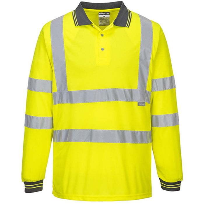 Portwest S277 Yellow Long Sleeved Hi Vis Polo Shirt