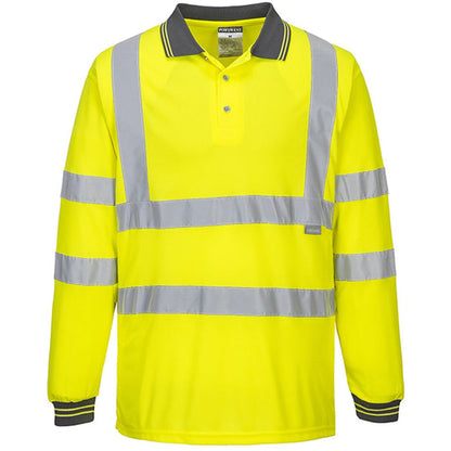 Portwest S277 Yellow Long Sleeved Hi Vis Polo Shirt